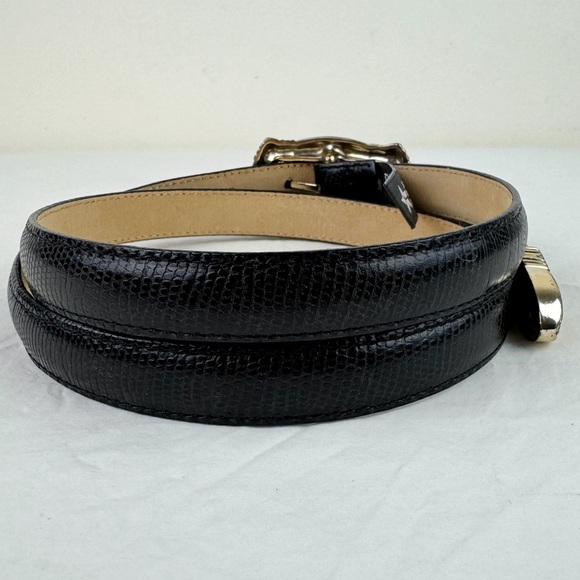 Brighton Snake Embossed Black Leather Belt - Picture 6 of 8